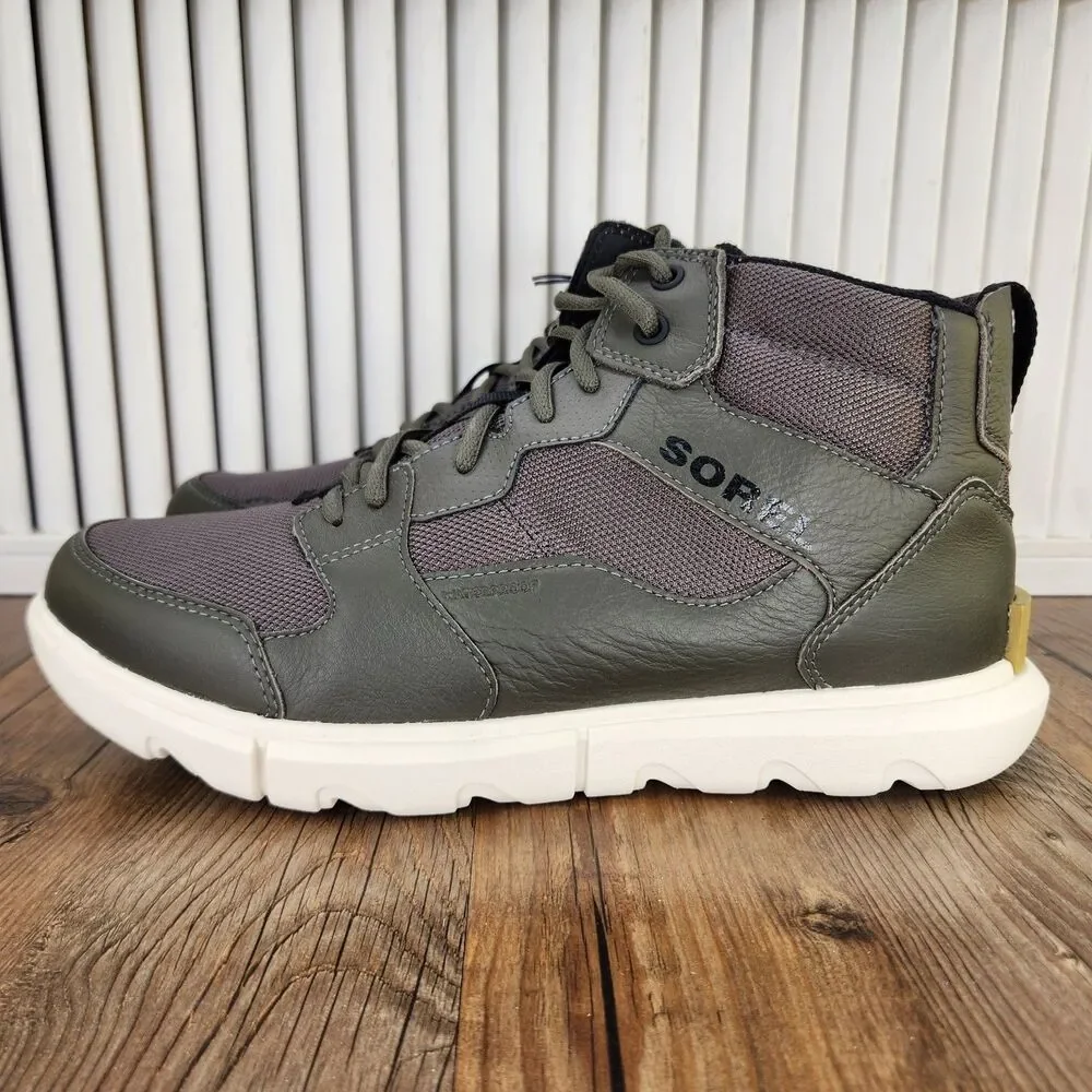 Sorel Explorer Sneaker Mid WP Mens Sz 10 Alpine Tundra Chalk Waterproof Shoes